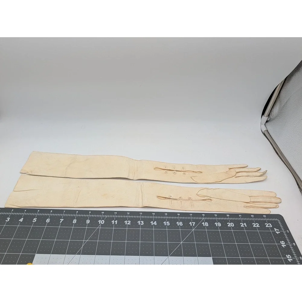 Gants‎ Lavables Opera Gloves Cream Leather Vintage Size 6 France